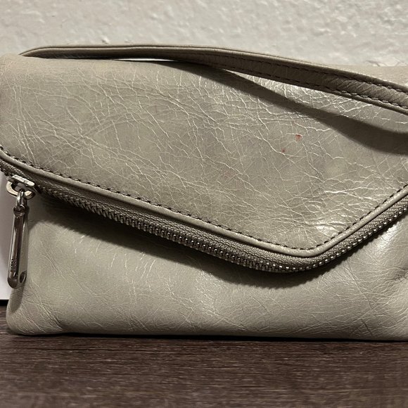 HOBO The Original Daria Grey Beige Leather Convertible Clutch Bag - Picture 1 of 9